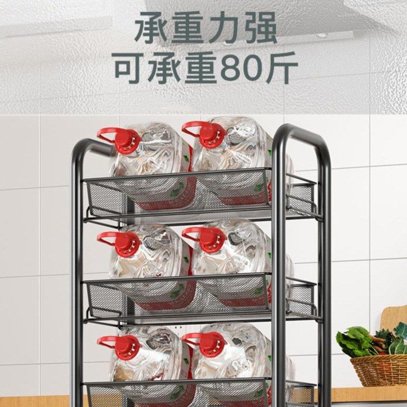 厨房置物架落f地多层家用可移动小推车储物架蔬菜水果篮沥水收纳