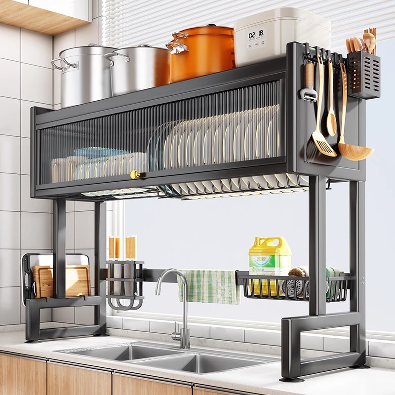 厨房特厚稳e水槽置物架洗碗槽水池防尘碗碟收纳架多功能碗架沥水