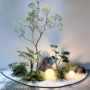 楼夏家仿真绿植造景室内楼梯橱窗采光井景M观组合假植物落地摆件
