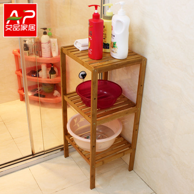 浴室置物架卫生间脸盆架三角洗手C间厕所实木储物落地洗脸收纳架
