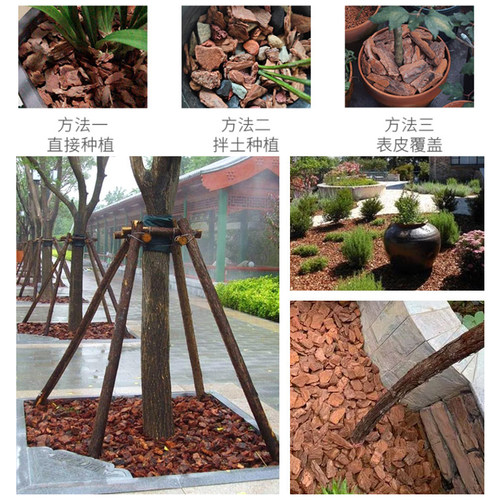 花池铺面花镜有机覆盖物松麟花园造景装饰户外庭R院松树皮覆盖景