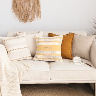 暖调原木风抱枕套不含芯方枕客厅沙发H靠枕靠垫卧室ins风抱枕