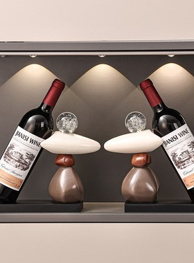 时来运转红酒架摆件酒柜装饰品轻奢高档高级M感客厅家居餐边柜新