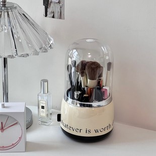 旋转化妆刷收纳桶l大容量防尘带盖化妆品眉笔口红桌面收纳盒笔筒