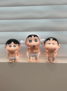 浴室蜡笔小新摆件桌面装饰洗澡光屁股淋浴搭子凉快小新可爱手办