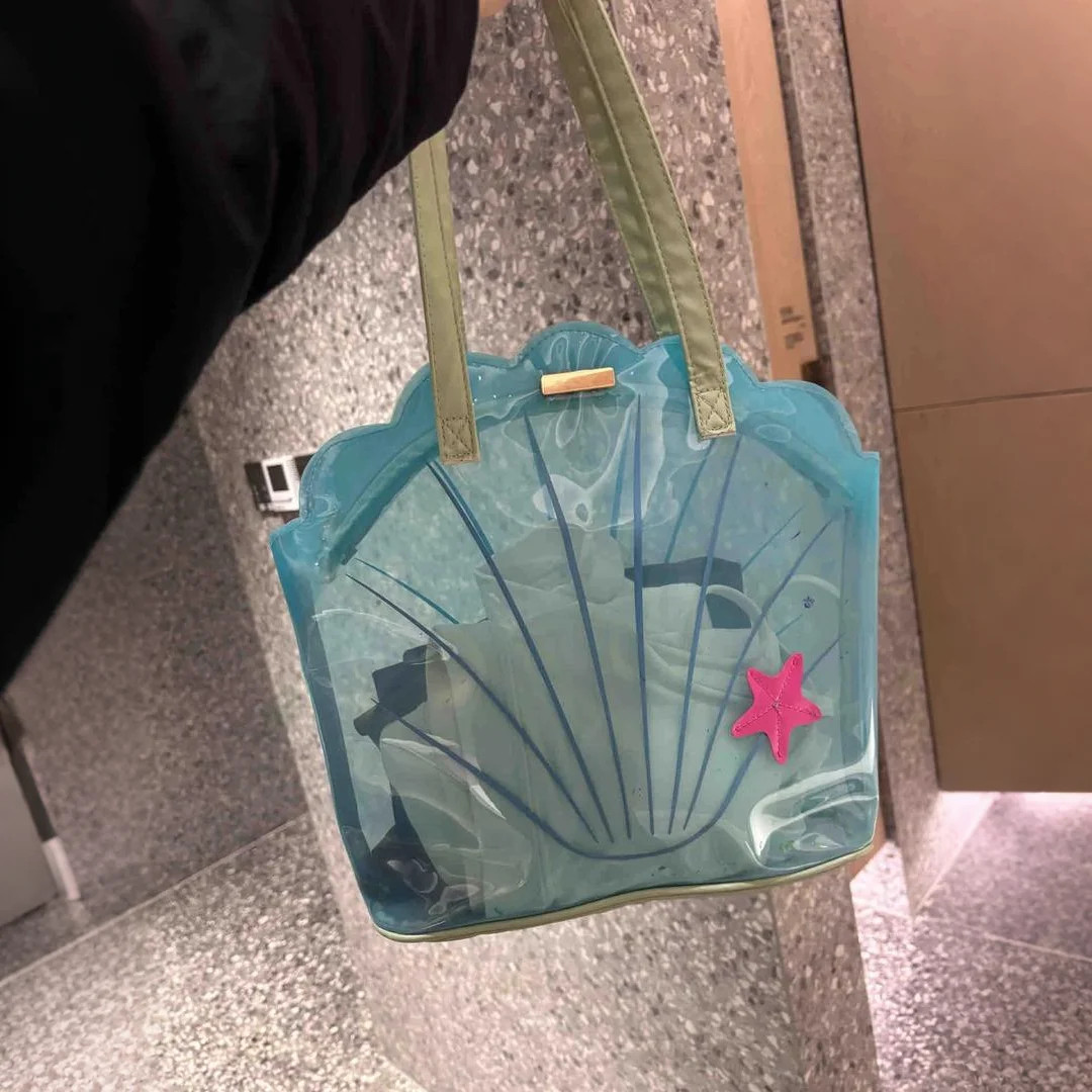 蓝色透明贝壳包海边沙滩游泳包包