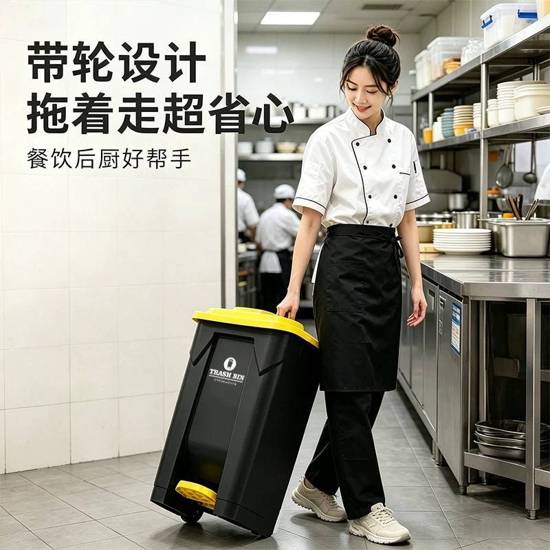 商用餐饮垃圾桶大号带轮图片