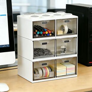 桌面收纳盒化妆品抽屉式办公室小杂物宿舍化妆台面整理盒防尘透明