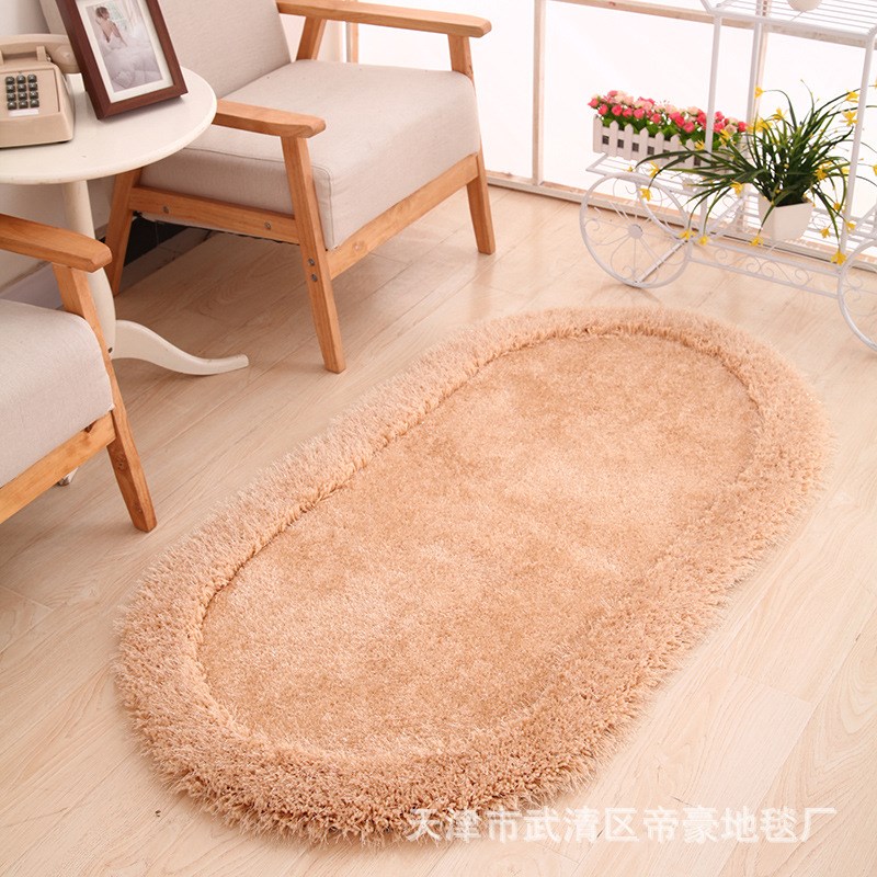 加厚加密客厅卧室床边弹力J丝椭圆形地毯地垫