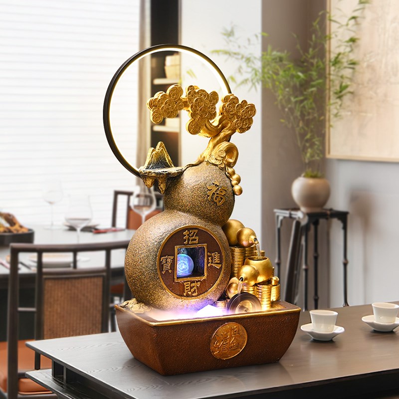 日进斗金招财葫芦聚宝盆流水摆件客E厅电视柜旁新中式装饰乔迁送