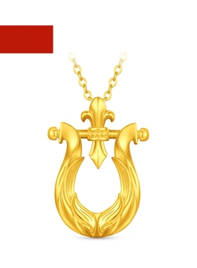 18K金十字鸢尾翅膀马蹄扣项链潮