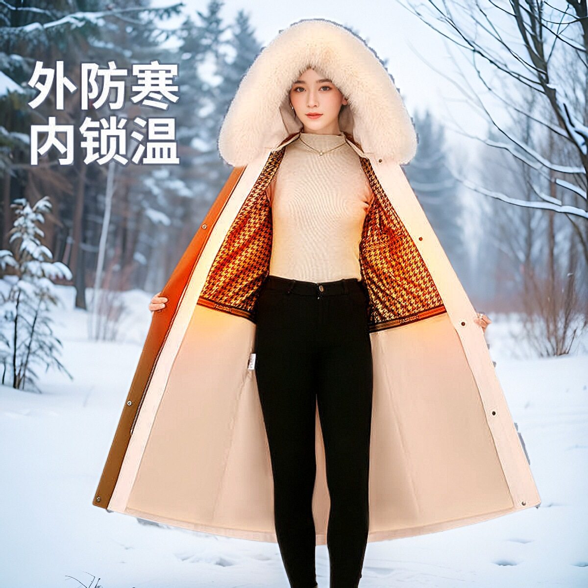 可拆卸服克羽绒派女90白鹅绒内胆狐狸毛领皮草外套加长款2025冬季