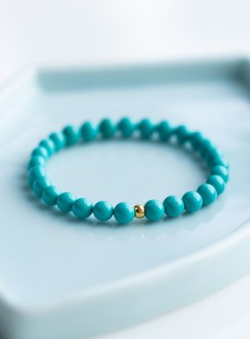 绿松石手串真品特级天然原矿南红黄金转运珠青松石蓝色手链女蓝沫