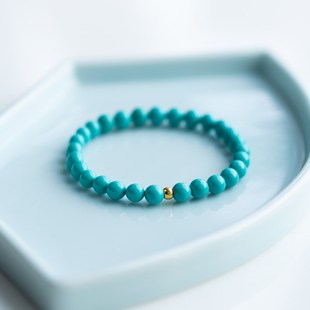 绿松石手串真品特级天然原矿南红黄金转运珠青松石蓝色手链女蓝沫