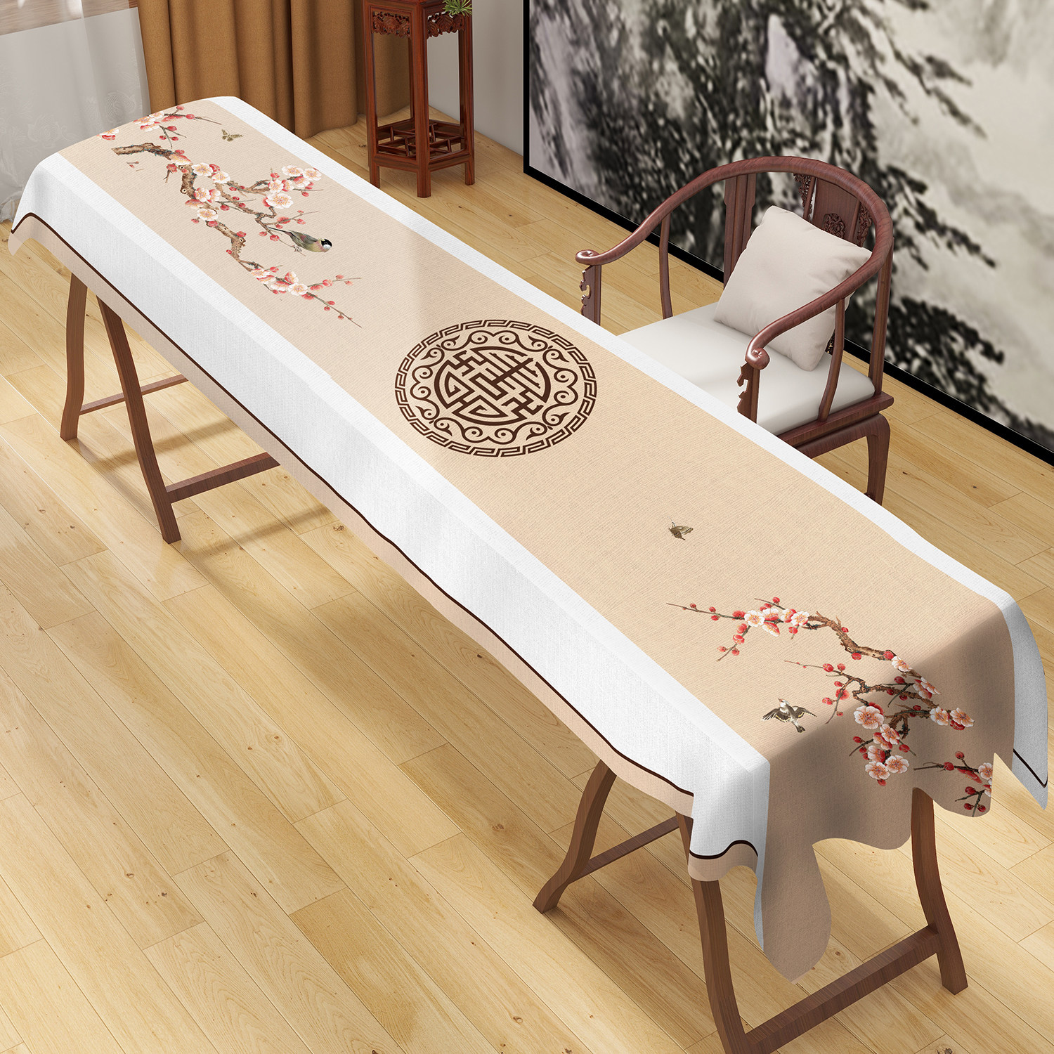 速发新中式古筝罩防尘盖布中国风古琴专用古尘盖布仿麻遮套筝琴披