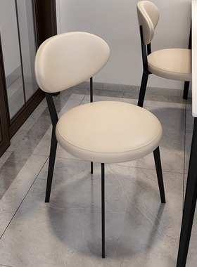 速发法式背油风简椅家用餐约设计师白色椅子靠奶餐桌椅餐厅凳