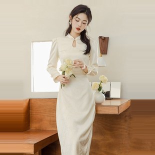 速发式国风登记领证袍礼服订婚连衣裙旗小新中民伴娘服平时可穿秋