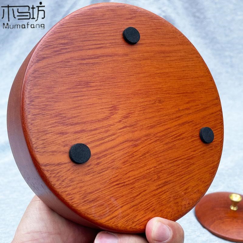 速发花梨木带盖烟灰缸红木家用客厅中式办公室实木烟缸创意个性装