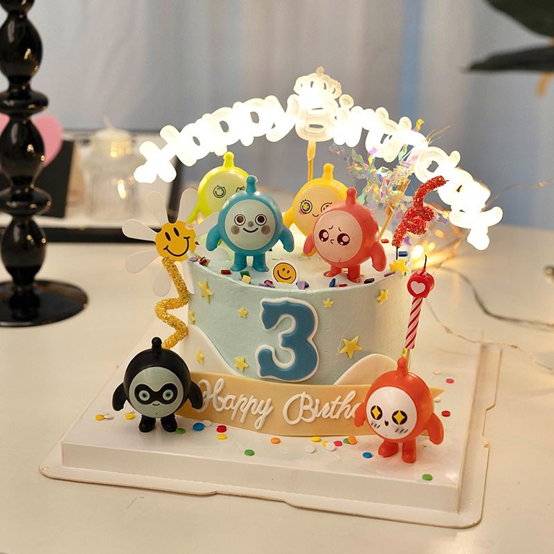 速发发光生白快乐灯牌烘焙蛋糕装饰暖日彩色字母hy birthd灯串