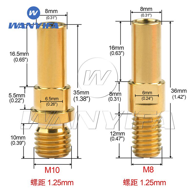速发Wayifa 钛合金螺丝M8 M10xP1.25 自行车V刹柱螺丝自行车刹车