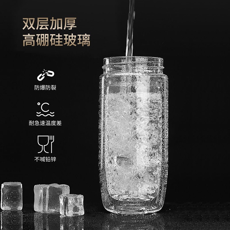 2024新款全自动按压式玻璃杯双层大容H量水杯鹅蛋车载杯子速开弹