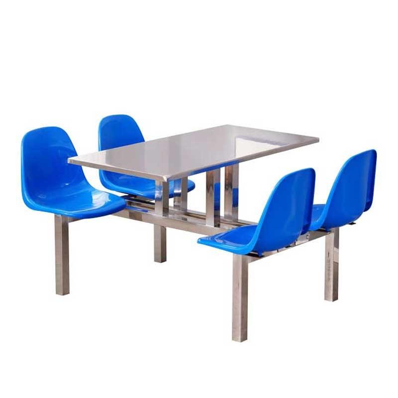 食堂餐桌椅连体组合不锈钢四人学生员工职工O工学校地工厂单位学