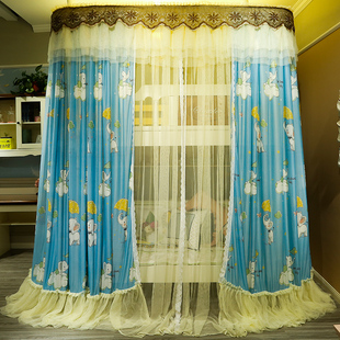 子母床蚊帐上下铺遮光床帘加厚v双层家用1.5导轨儿童宿舍床幔1.8