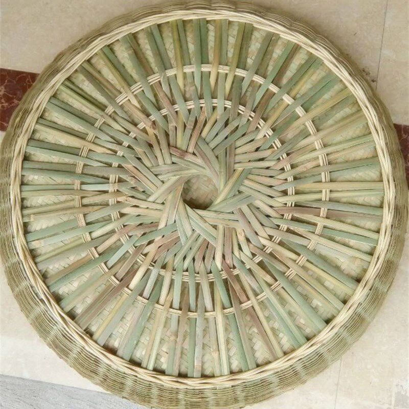 竹编加固簸箕传统家用纯手t工全竹子圆形加高加深晾晒竹匾装饰收