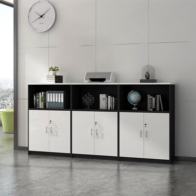 文件柜矮柜资料柜带锁木质办公室储物柜隔断柜长S条展示地柜办公