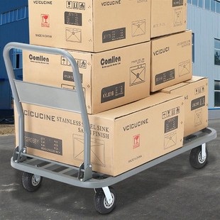 静音平板车搬运车折叠小推车拉z货仓库手拉车拖车推货车钢板手推