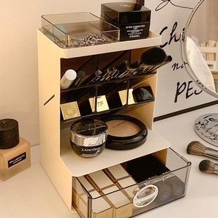 桌面化妆品收纳盒高级感化妆刷粉饼口红置物架抽屉式Y笔筒学生宿