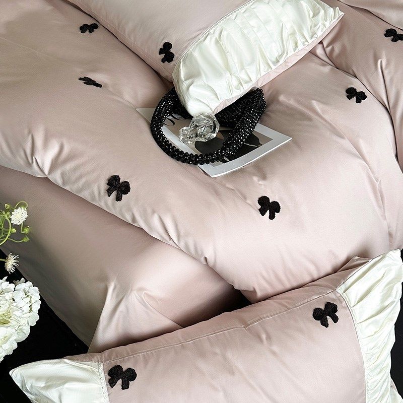 轻奢少女感100S床单四件套2024新款纯棉M全棉长绒棉床笠款床上用