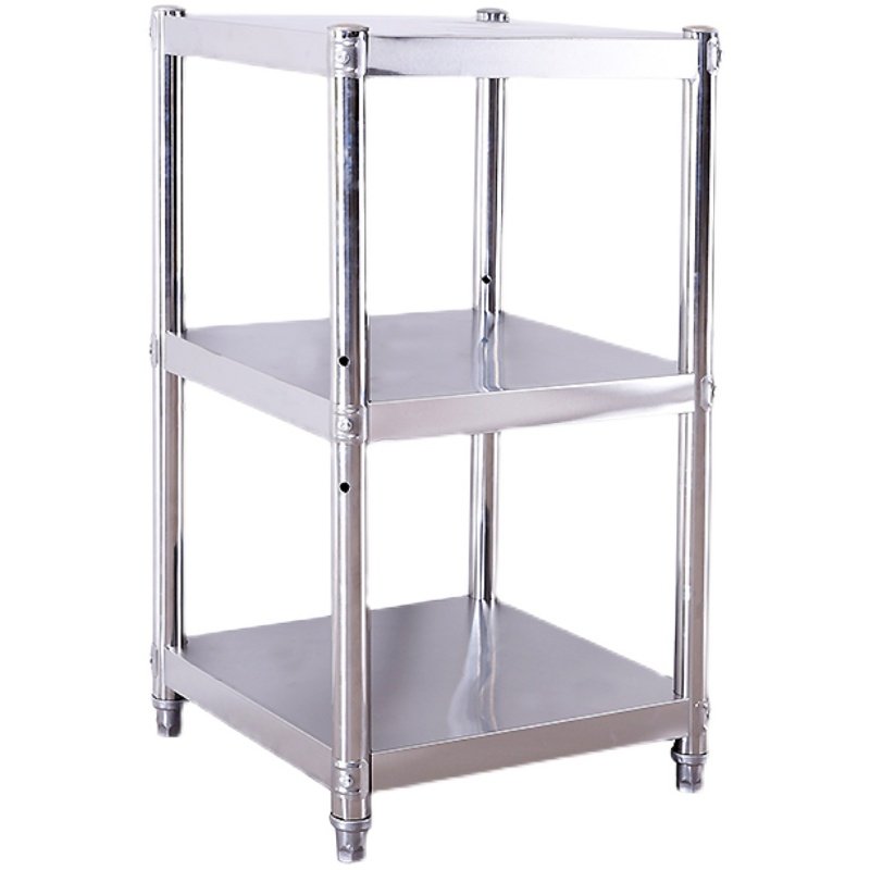 不锈钢厨房置物架家用落地3层收纳锅架电饭煲架子微W波炉架储物架