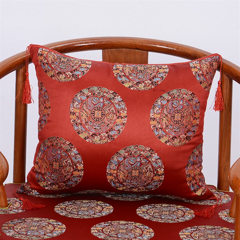 红木家具沙发靠枕靠背 实木v仿古抱枕中式靠垫腰枕含芯喜庆中国风