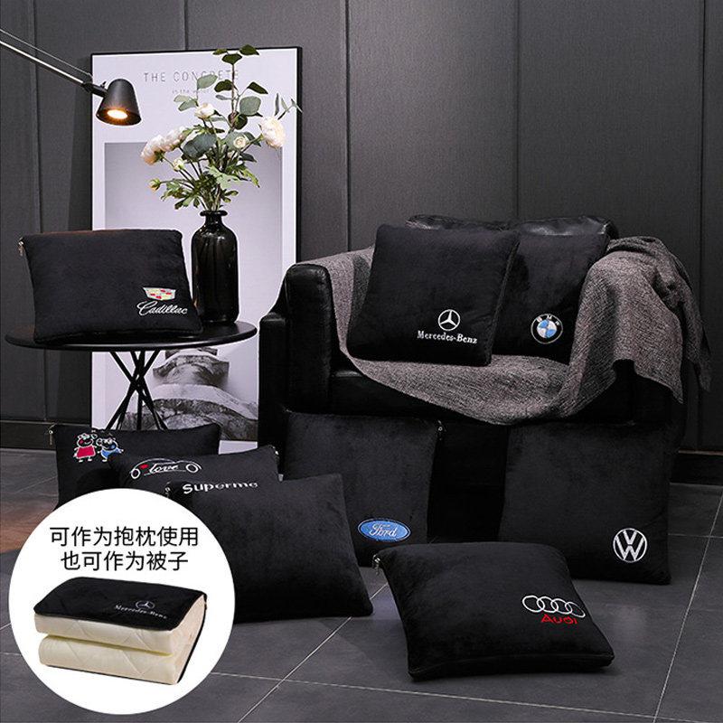 汽车抱枕被子f保暖两用多功能车内抱枕个性车里折叠被子靠枕垫冬