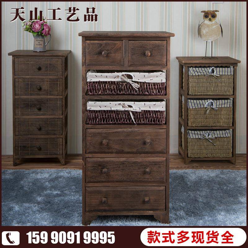 新款简约现代床头柜宾馆双抽屉方形床头柜仿古30cm床头柜