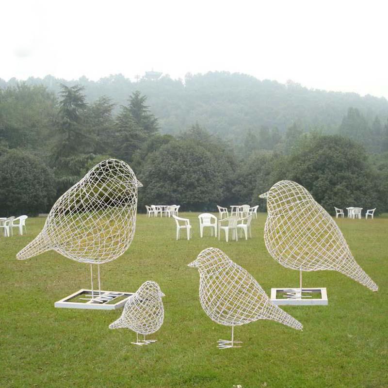 不锈钢镂空鸟雕塑铁艺金属网格动物户外草坪装饰公园美陈摆件