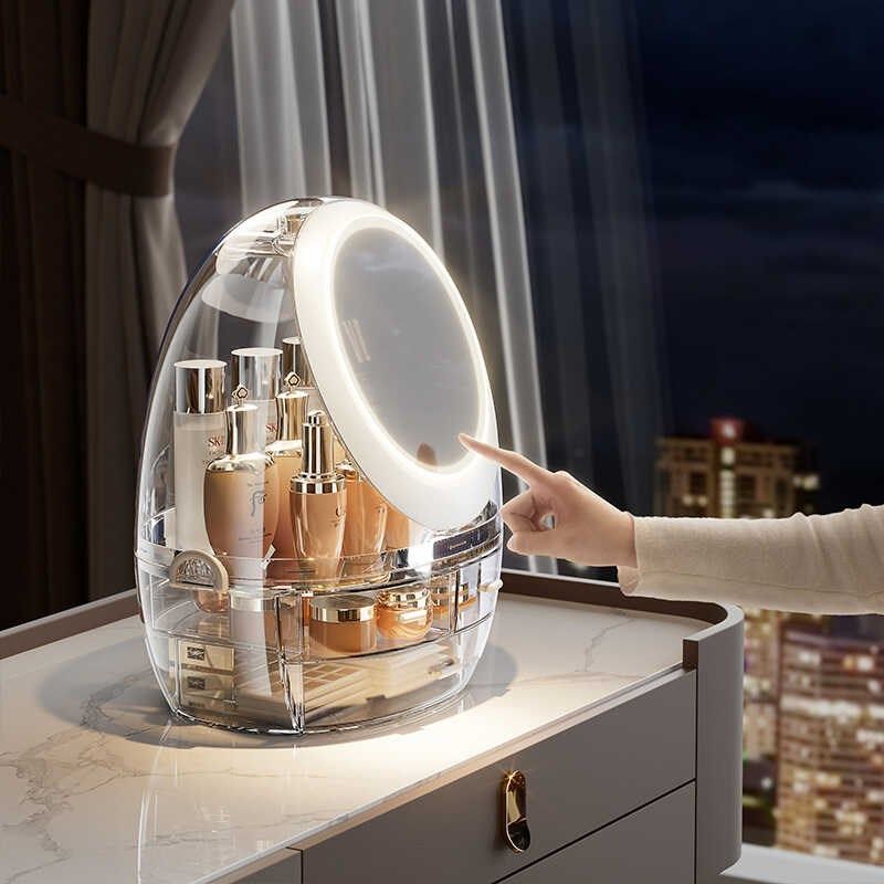 轻奢桌面置物架化妆品收纳盒带镜C子口红护肤品收纳箱梳妆台整理,收纳整理,化妆刷收纳盒/桶,淘宝优惠券,粉丝福利购,淘宝优惠卷