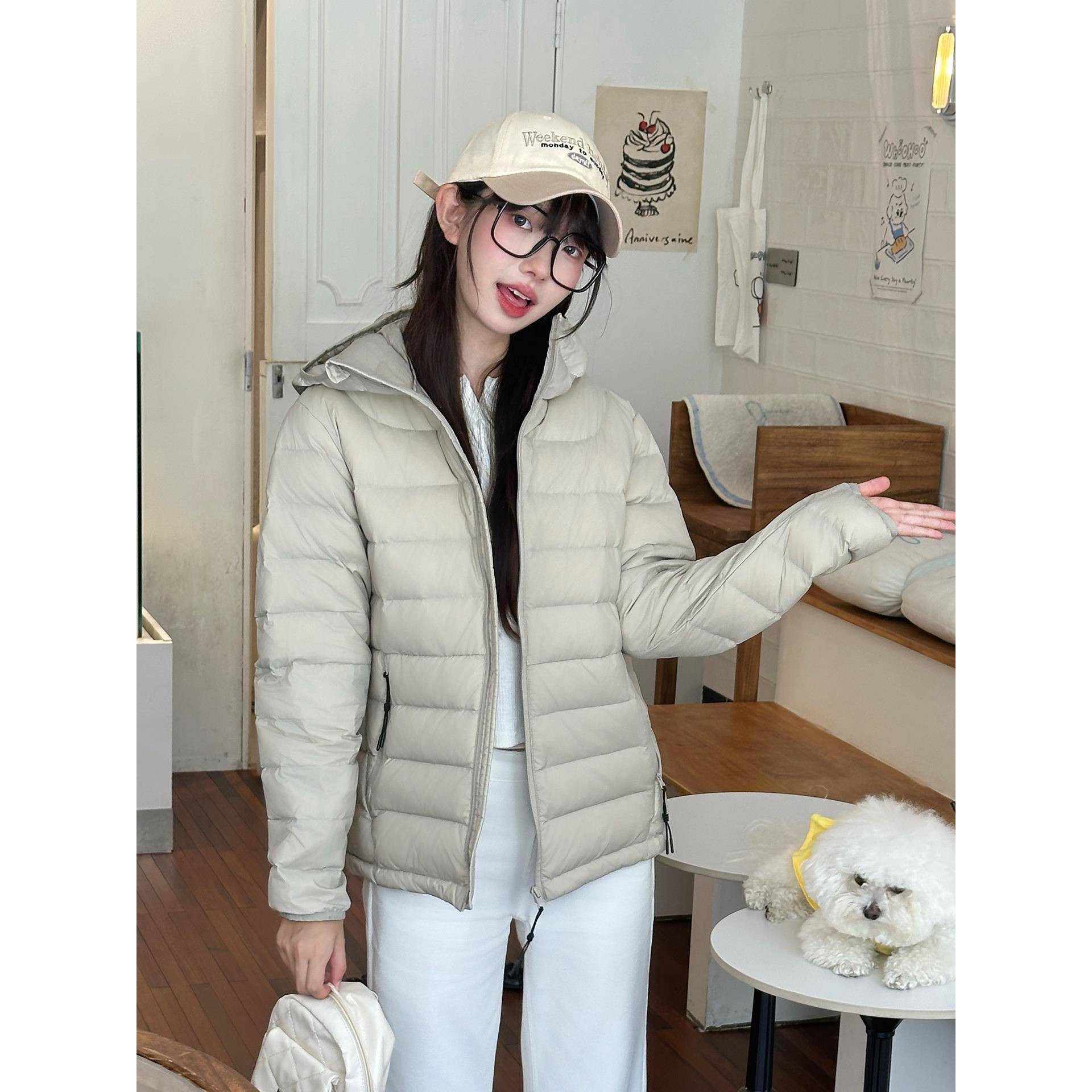 排骨羽绒服女短款2025冬季新款90白鸭绒户外轻薄连帽保暖情侣外套