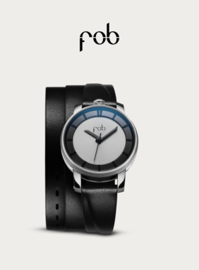 FOB手表R360法式进口复古三层黑色皮革表带机械女士腕表