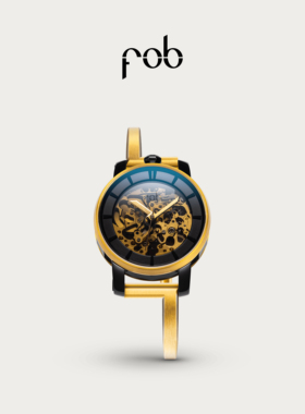 FOB手表女款R360新款法式奢华镂空表盘腕表个性机械手表钢带腕表