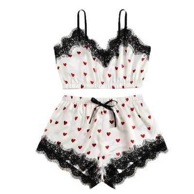Lace edge strapless suspender shorts set花边抹胸吊带短裤套装