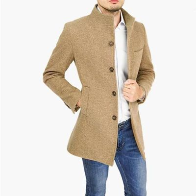 Solid color casual windbreaker jacket 休闲纯色立领风衣外套男
