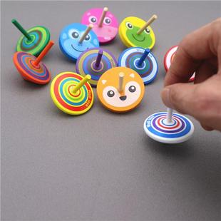 手动旋转陀螺幼儿园教具小玩意男女孩子传统木质玩具 5个装 小陀螺
