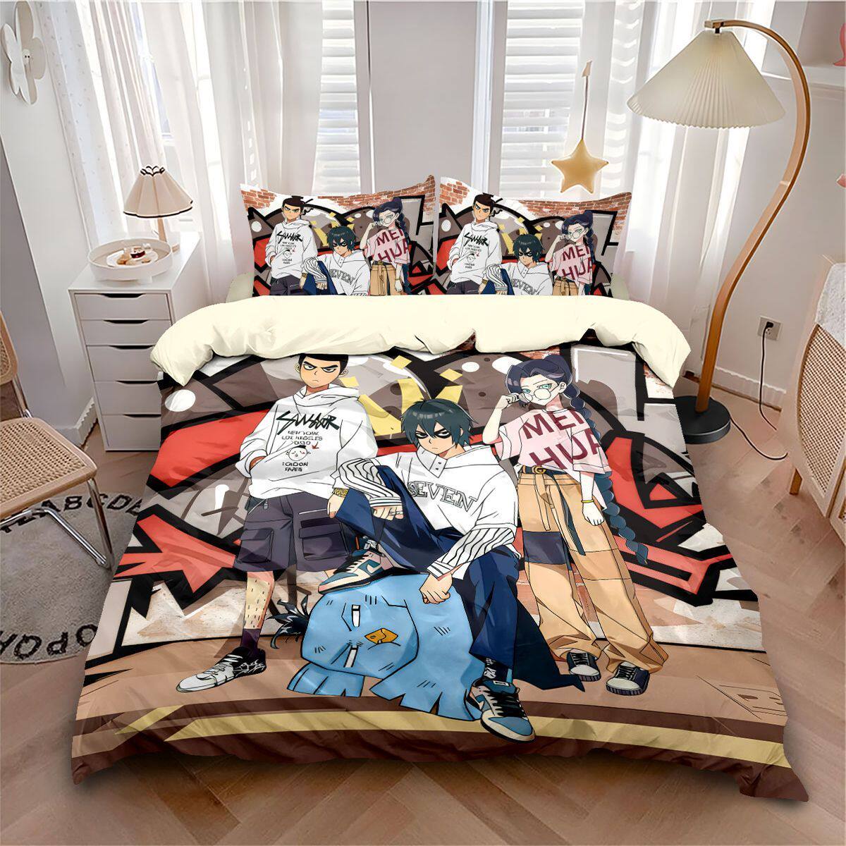 刺客伍六七水洗棉床上四件套卧室动漫个性印花被套学生宿舍三件套