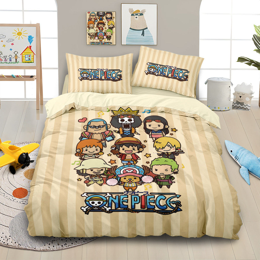 海贼王动漫纯棉床上四件套100%全棉二次元印花被套卧室宿舍三件套