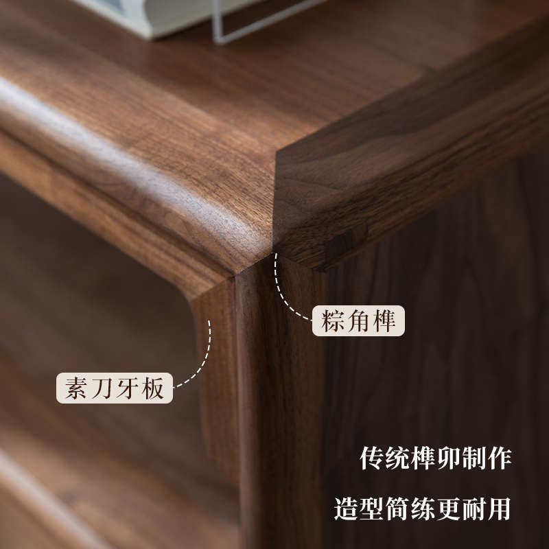 璞木新中式黑胡桃餐边柜矮柜玄关柜储物柜边柜实木茶水柜宋式美学