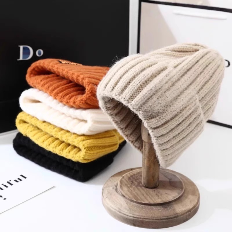 秋冬季帽子女韩版百搭时尚长标毛线帽冬天网红保暖护耳包头针织帽