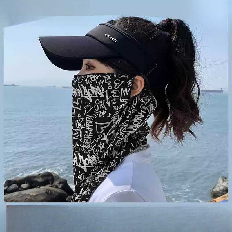 日本喵谷骑行防晒面纱男女夏天全脸透气防晒脖套冰袖面巾跑步冰丝