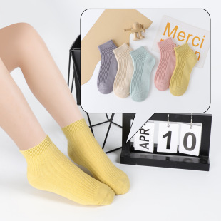 童袜春夏款 纯色船袜学生透气吸汗舒适棉袜JX 短筒袜子儿童夏天薄款